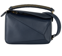 Medium Puzzle Bag, Leather, Navy, 652451, S/DB, 3*